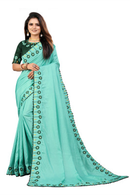 Vedant Vastram Solid/Plain Banarasi Silk Blend Saree(Light Blue)
