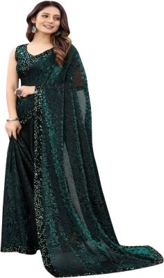 online bazaarr Embellished Bollywood Lycra Blend Saree(Green)