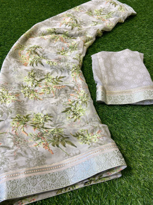 bhavika silk mills Printed Daily Wear Georgette Saree(Grey)