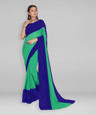 kashvi sarees Dyed Bollywood Georgette Saree(Green, Blue)