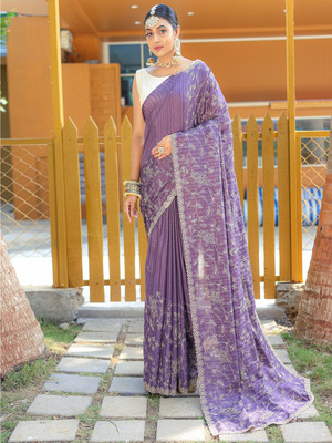 SGF11 Self Design Handloom Silk Blend Saree(Purple)