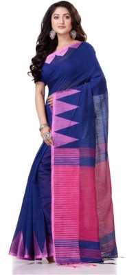 Krishneshwari Woven Handloom Pure Cotton Saree(Blue, Pink)