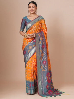 House of Pataudi Woven Banarasi Silk Blend Saree(Multicolor)