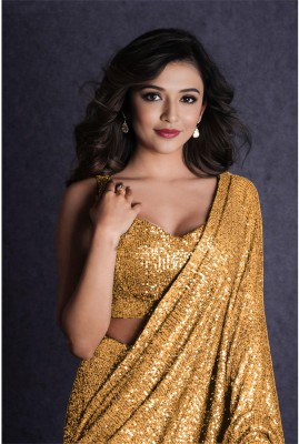 Anjani Textile Embellished Bollywood Georgette Saree(Gold)