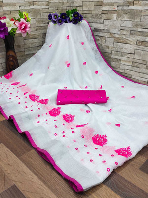 LADYSUTRA Embroidered Chanderi Chanderi Saree(Multicolor)