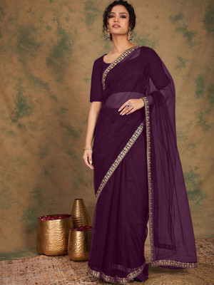 JSItaliya Solid/Plain Bollywood Net Saree(Multicolor)