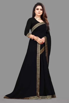 BK COLLECTION Self Design Bollywood Georgette Saree(Black)