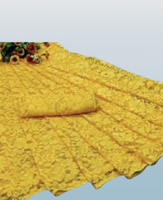 Nexaafashion Embroidered Bollywood Net Saree(Pack of 2, Yellow)