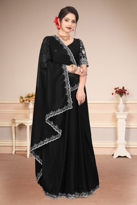 shrijamyaham Self Design Bollywood Chiffon Saree(Black)