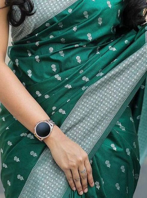 Madhav Creation Woven Banarasi Art Silk Saree(Green)
