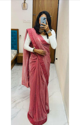 MAYRAAFASHION Embellished Bollywood Art Silk Saree(Pink)