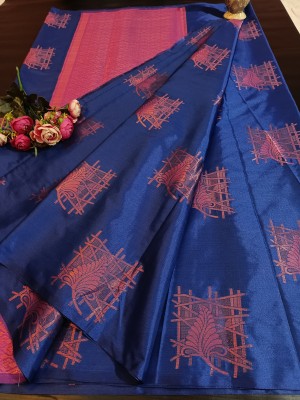 Tahira creation Woven Banarasi Art Silk Saree(Dark Blue)