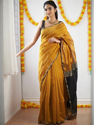 Moda Rapido Woven Daily Wear Silk Blend Saree(Mustard)