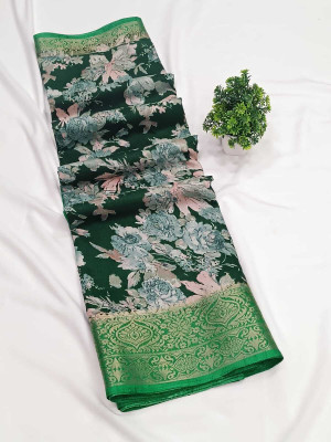 VISIONEMBRO Printed Banarasi Art Silk Saree(Light Green, Green)