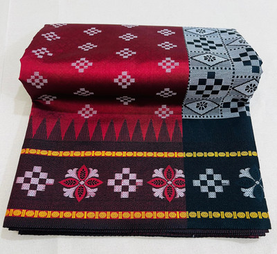 AYEZAL Embroidered Sambalpuri Art Silk Saree(Maroon)