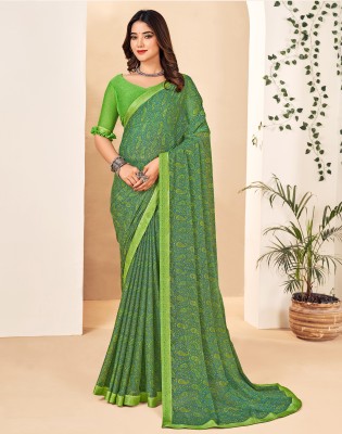 Divastri Printed, Embellished Bollywood Georgette Saree(Green, Grey)