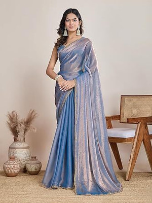 SHETH SHYAMALYO Embellished Bollywood Jimmy choo Saree(Blue)