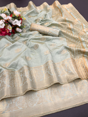 GYN Woven Kanjivaram Pure Cotton, Cotton Silk Saree(Gold)