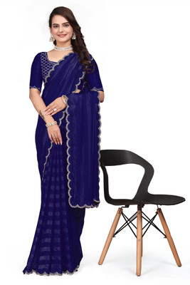 PRAGATI DESIGNER Self Design Bollywood Raw Silk Saree(Blue)