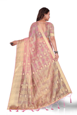 Aarunika MNT Solid/Plain Bollywood Organza Saree(Pink)