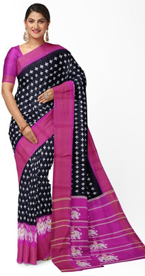HouseOfCommon Printed Bhagalpuri Art Silk Saree(Black)