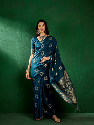 RK Creation Printed Bollywood Cotton Linen Saree(Light Blue)