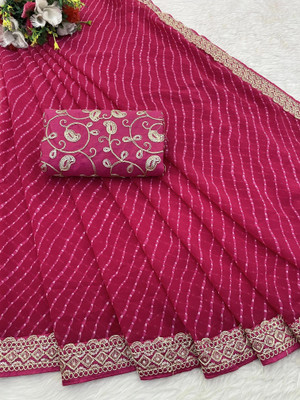 RHG Fashion Printed Bandhani Georgette Saree(Pink)
