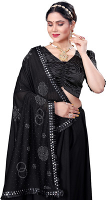 Dwiza Creation Self Design Bollywood Art Silk Saree(Black)