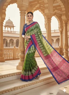 kewra Floral Print Daily Wear Cotton Blend Saree(Multicolor)