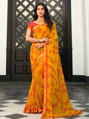 Nexttrend Digital Print Bollywood Georgette Saree(Yellow)