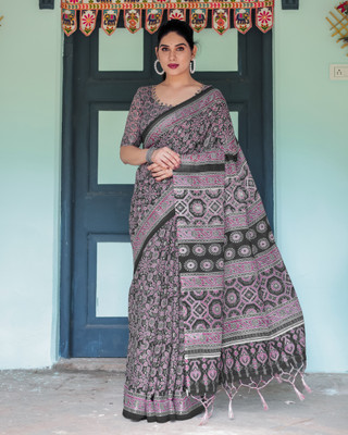 Bansari Textiles Woven Bollywood Cotton Linen Saree(Multicolor)