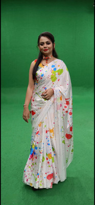 Arpita Fashion Digital Print Bollywood Crepe Saree(Multicolor)