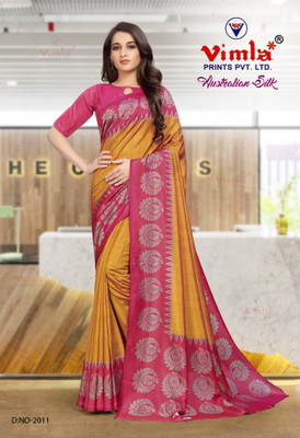 Vimla Printed Bollywood Art Silk Saree(Yellow)