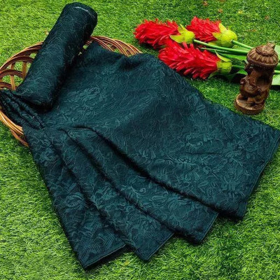 Vragi Self Design Bollywood Net Saree(Dark Green)
