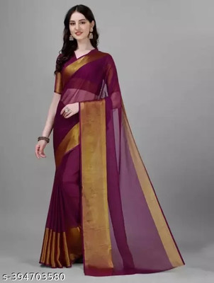 Vraggi Solid/Plain Bollywood Chiffon Saree(Purple)
