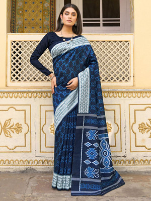 Anouk Rustic Printed Daily Wear Silk Blend Saree(Dark Blue)