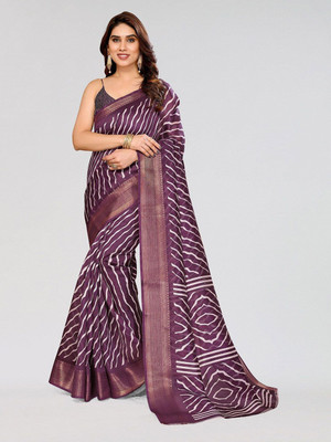 Moda Rapido Printed Bollywood Cotton Blend Saree(Purple)