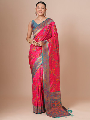 Tasrika Woven Banarasi Silk Blend Saree(Pink)