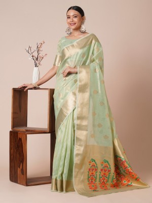 ANOUK Woven Banarasi Tissue Saree(Light Green)