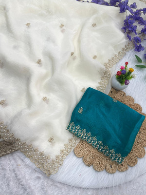 ADVIK CREATION Embellished Bollywood Pure Silk Saree(Multicolor)