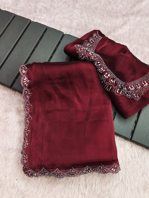 ZOYAL ENTERPRISE Self Design Bollywood Jimmy choo Saree(Maroon)