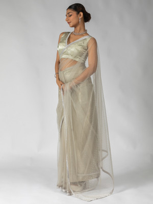 Sareemall Embellished Bollywood Net Saree(Beige)