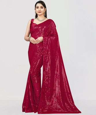 Clemira Embellished Bollywood Georgette Saree(Maroon)