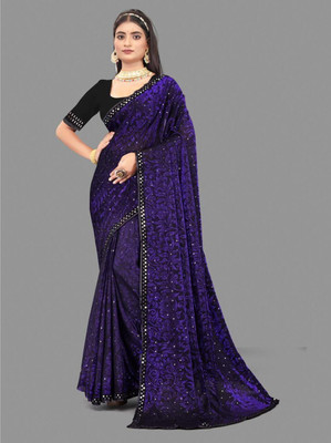 Trimurti Fashion Self Design Bollywood Lycra Blend Saree(Blue)