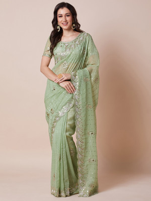 Sareemall Embellished Bollywood Georgette Saree(Light Green)