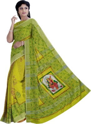 Shrimati Boutique Digital Print, Applique Handloom Handloom Cotton Blend Saree(Red)