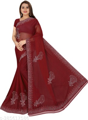 Snija Fashion Embellished Bollywood Georgette Saree(Maroon)