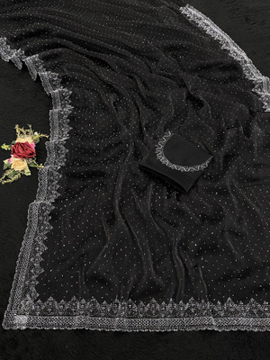 Jennyfab Embellished Bollywood Jimmy choo Saree(Black)