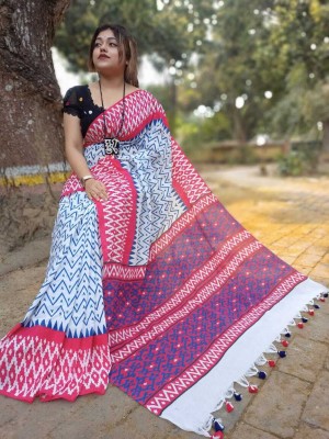 sdn Woven, Printed Tant Handloom Pure Cotton, Cotton Silk Saree(Red)