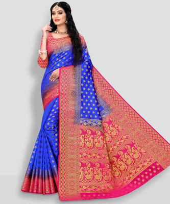 ANISSA SAREE Woven Banarasi Art Silk Saree(Blue)